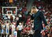 Air Force Academy head coach Dave Pilipovich grabs his head in frustration during a game against the University of Nevada-Las Vegas at the Thomas and Mack Center in Las Vegas Jan. 31, 2015. Air Force has lost five of their last six games since losing leading scorer Max Yon to injury on Jan. 10. (U.S. Air Force photo by Staff Sgt. Siuta B. Ika)