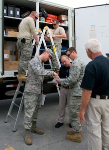 Members of the West Virginia Air National Guard’s 167th Airlift Wing and Federal Emergency Management Agency held a joint inspection exercise at the air base recently to ensure that if a disaster strikes anywhere in the world, equipment and supplies can be delivered expeditiously and safely.