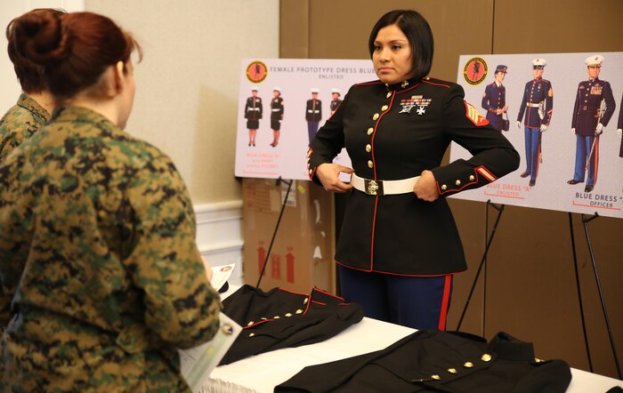 Marine Corps Systems Command is conducting a survey to get Marines’ input on an improved dress/service cover and prototype female blues coat. For details, read the main story.