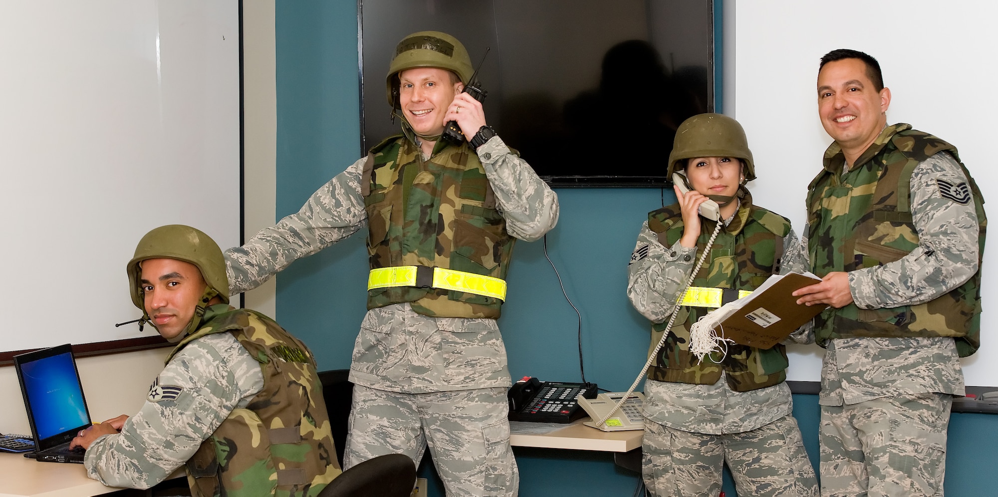 Members of the 436th Medical Support Squadron readiness flight pose for photo Jan. 30, 2015, at the base clinic on Dover Air Force Base, Del. The flight won the Air Mobility Command 2014 Outstanding Medical Readiness Team award. (U.S. Air Force photo/Roland Balik)
