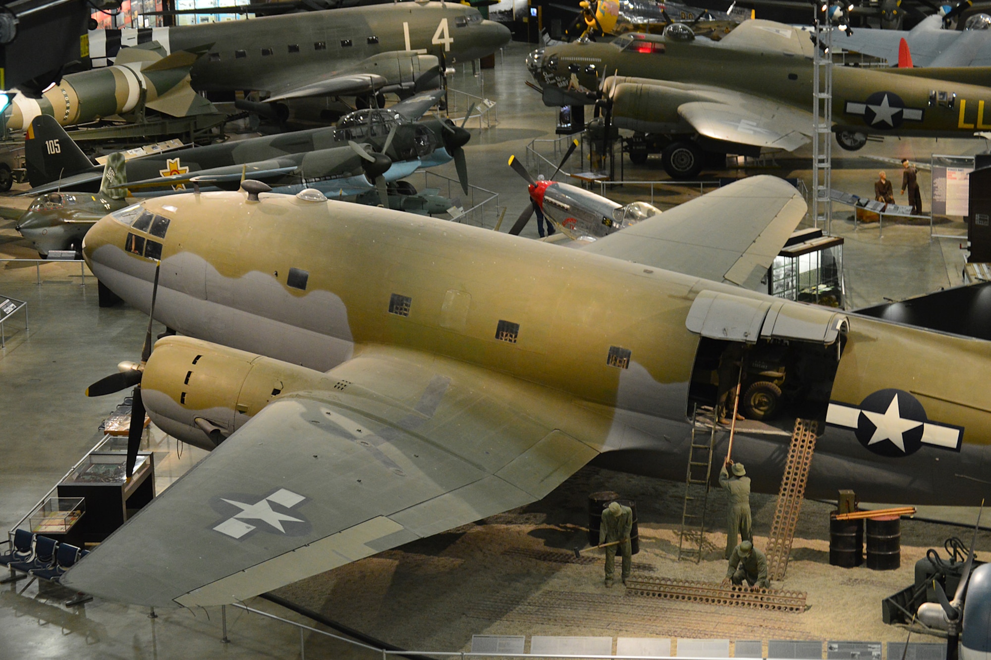DAYTON, Ohio -- Curtiss C-46D Commando in the World War II Gallery at the National Museum of the United States Air Force. (U.S. Air Force photo)
