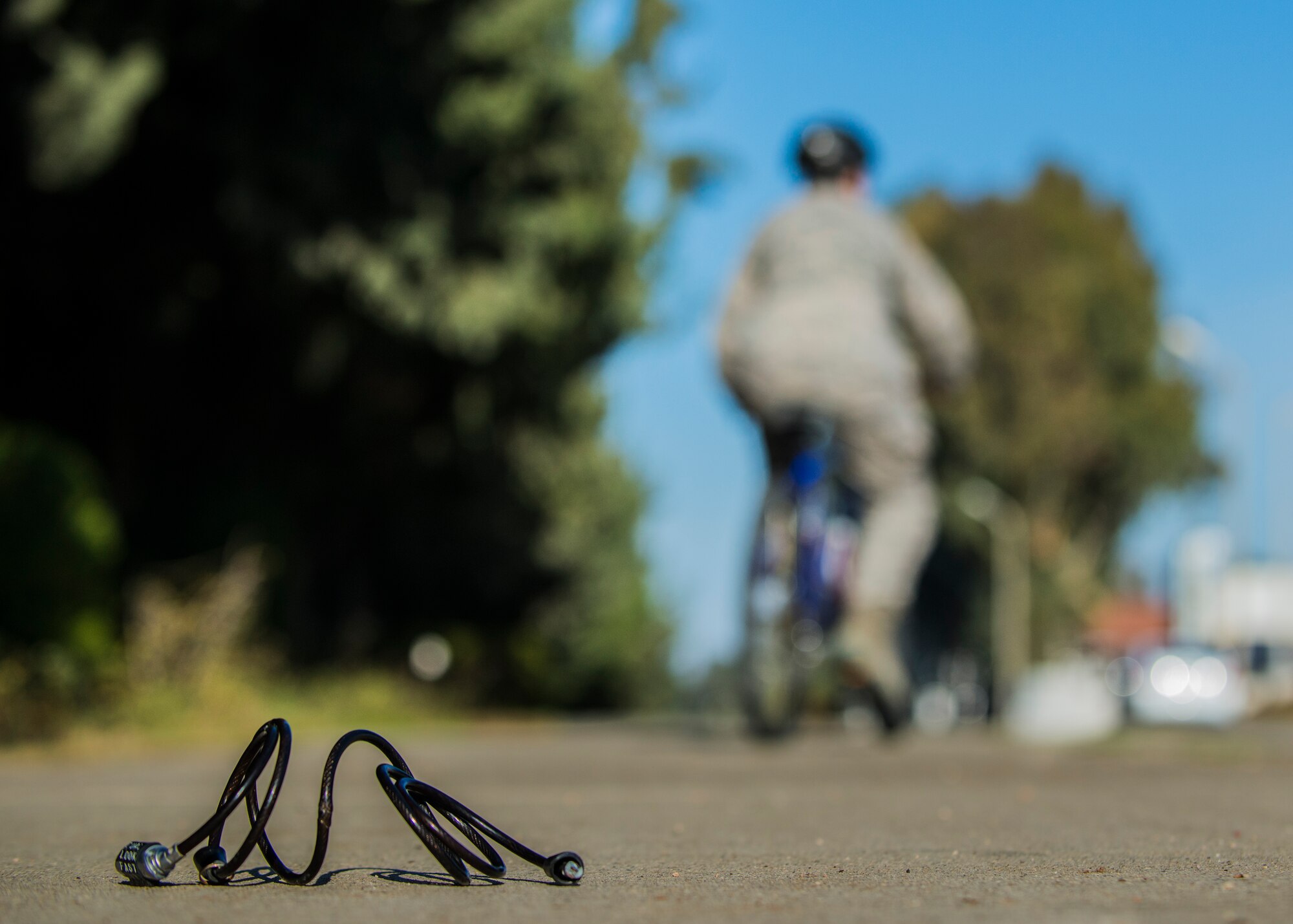 Most cases of bicycle theft at Incirlik Air Base are due to individuals leaving their bikes unsecured or unattended. The 39th Security Forces Squadron released that only six out of 21 bicycle thefts reported were secured by a locking system; five of those six were secured in a highly visible location, like the dormitories. (U.S. Air Force photo by Cory W. Bush/Released)