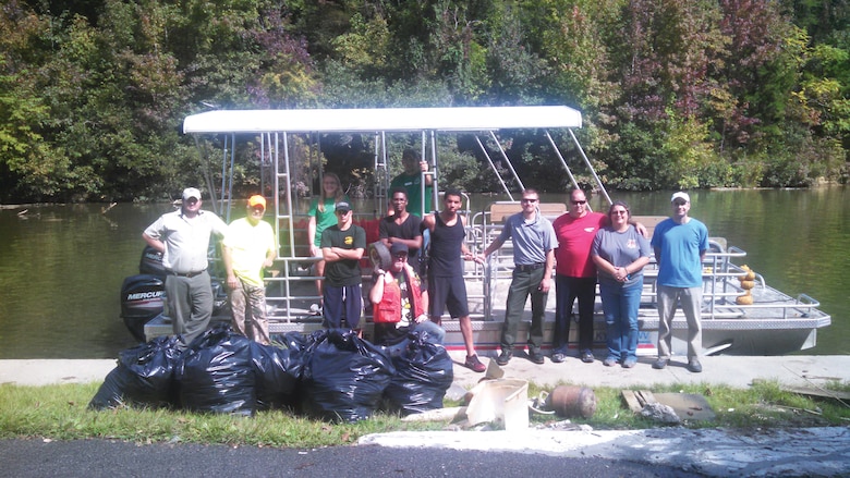 Volunteers offered the used of their boats to gather trash at Dewey Lake.