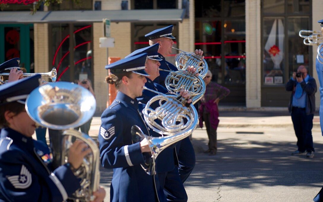 USAF Band of the West's horn and euphonium section in Austin, TX for the Governor's Inaugural parade.  20 Jan 2015