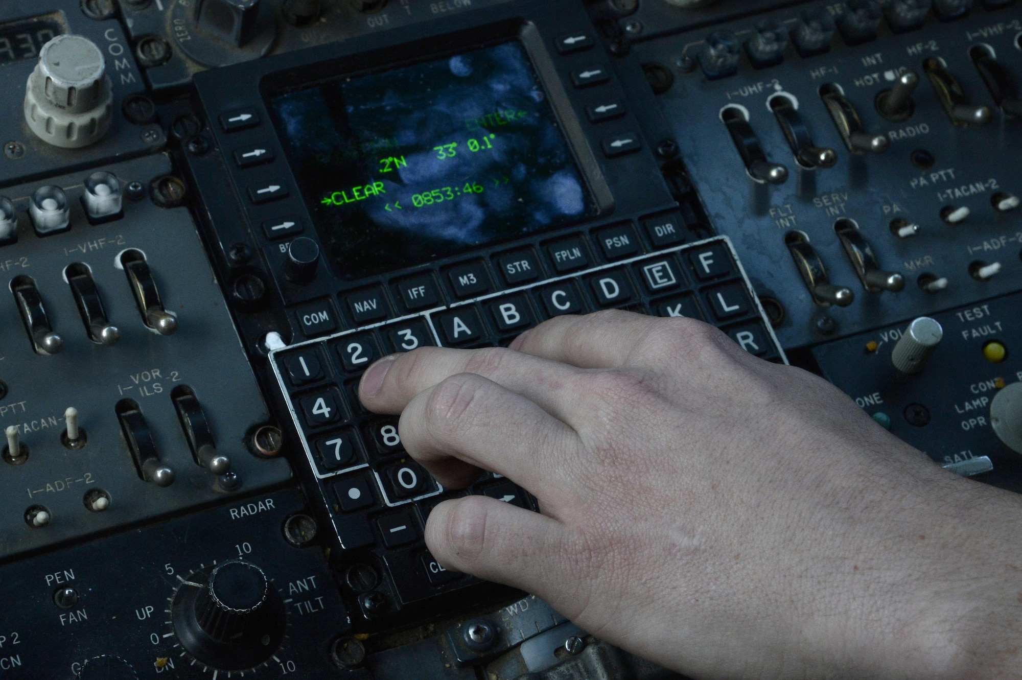 Senior Airman Will, KC-10 Extender instrument and flight control systems technician, performs a preflight inspection on a KC-10 Extender at an undisclosed location in Southwest Asia Feb. 2, 2015. Airmen in the Extender Aircraft Maintenance Unit go out thirty minutes before flight to get power going, check all necessary lights for both flight and refueling operations. Will is deployed from Travis AFB, Calif., and is a native of Glendale, Ariz. (U.S. Air Force photo/Tech. Sgt. Marie Brown)