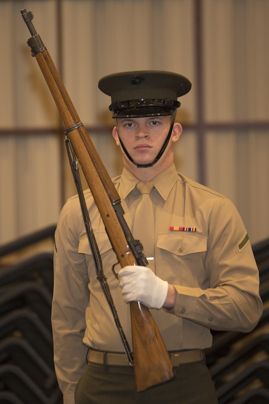 Marines from Marine Barracks Washington, D.C., compete to earn a spot in the Color Guard for the upcoming parade season. Feb 6, 2015. (U.S. Marine Corps photo by Lance Cpl. Christian Varney/Released) 