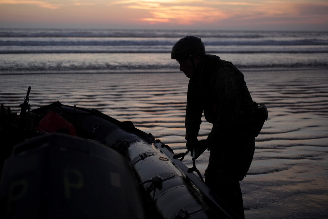 Marines with 1st Reconnaissance Battalion, 1st Marine Division, and members of the Japan Ground Self-Defense Force conduct amphibious raids and military operations on urban terrain during Exercise Iron Fist 15 aboard Camp Pendleton on Feb. 3, 2015. Exercise Iron Fist 15 is an annual bilateral training exercise between U.S. and Japanese military forces that builds their combined ability to conduct amphibious and land-based contingency operations. IF15, currently in its tenth iteration, is scheduled from Jan. 26 to Feb. 27, 2015, in southern California. (U.S. Marine Corps photo by Cpl. Angel Serna/Released)