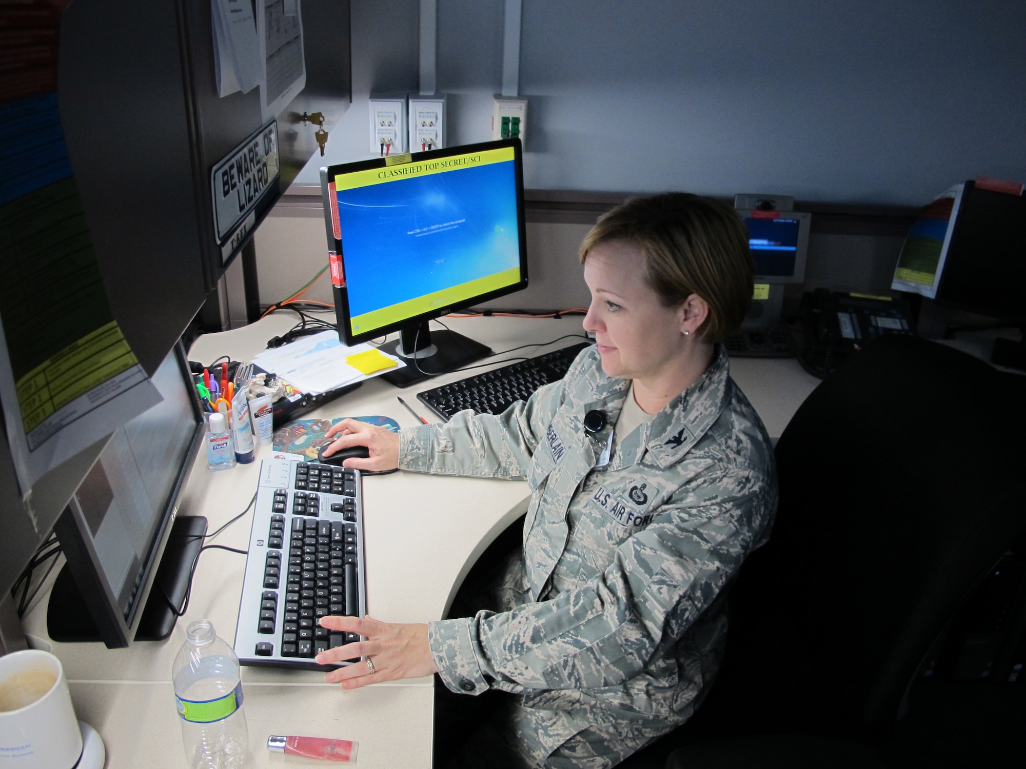 Col. Elizabeth Chamberlain, the Individual Mobilization Augmentee to the director of intelligence at 7th Air Force, brings a broad perspective on Air Force life and a specific knowledge of planned targeting to her intelligence community. In addition to her duties as an intelligence officer, this mother of two is a military spouse who actively volunteers with a number of women's leadership organizations, serves as an Air Force Academy Liaison Officer, and is actively involved in her community and kid's school. (U.S. Air Force Photo)