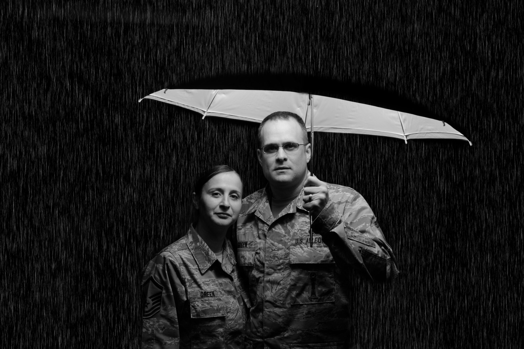 On Nov. 20, 2014, Senior Master Sgt. Darren Green, 31st Munition Squadron superintendent, was selected for promotion to chief master sergeant, but the road to the top wasn’t easy and even included a brush with death. Green was diagnosed with stage-three melanoma in 2009 and relied on his wife, Master Sgt. Jenny Green, 31st Fighter Wing legal office superintendent, for support during his treatment. (U.S. Air Force illustration by Airman 1st Class Ryan Conroy/Released) 