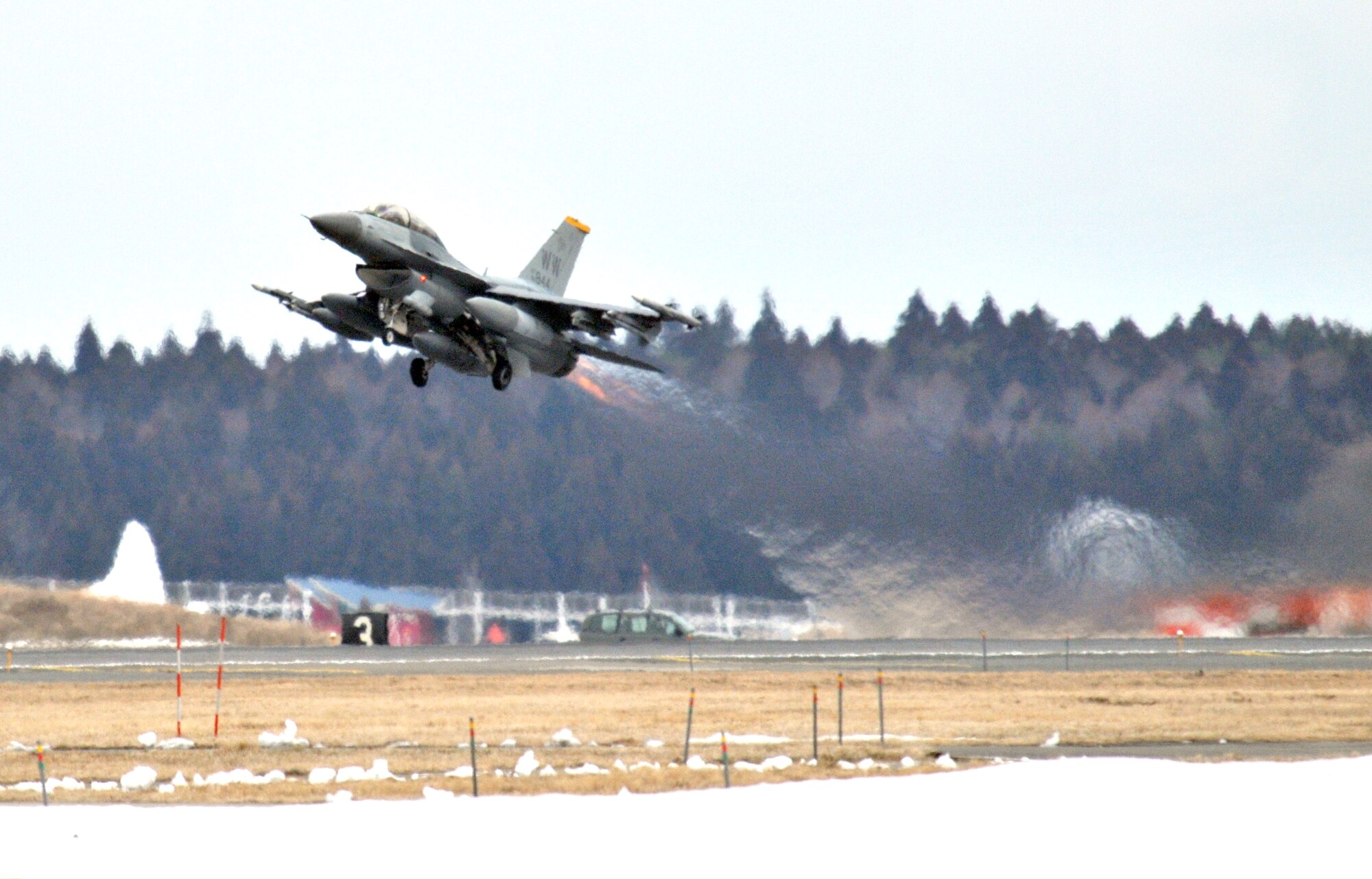 Approximately 400 Airmen from Misawa Air Base, Japan, depart to participate in COPE NORTH 2015, a multilateral operational training exercise in Andersen AFB, Guam, Feb. 2, 2015. The bilateral exercise is designed to enhance joint operational capability alongside military aircraft from the United States Air Force and Japanese Air Self-Defence Force. The exercise provides a quality venue to develop multilateral interoperability and coalition procedures in humanitarian assistance and disaster relief, air power missions, to include air superiority, close air support, interdiction, electronic warfare, tactical airlift, aerial refuelling and airborne command and control. (U.S. Air Force photo by Tech. Sgt. April Quintanilla)