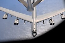 U.S. Air Force flight crew members from the 157th Air Refueling Wing, N.H. prepare a KC-135 Stratotanker from the 506th Expeditionary Air Refueling Squadron to participate in an air refueling exercise Jan. 19, 2015 over the Pacific Ocean near Andersen Air Force Base, Guam. The 157 ARW crew executes the training mission along with a B52 Stratofortress operated by crew members from the 96th Expeditionary Bomb Squadron Barksdale Air Force Base, L.A. (U.S. Air National Guard photo by Senior Airman Kayla McWalter)    