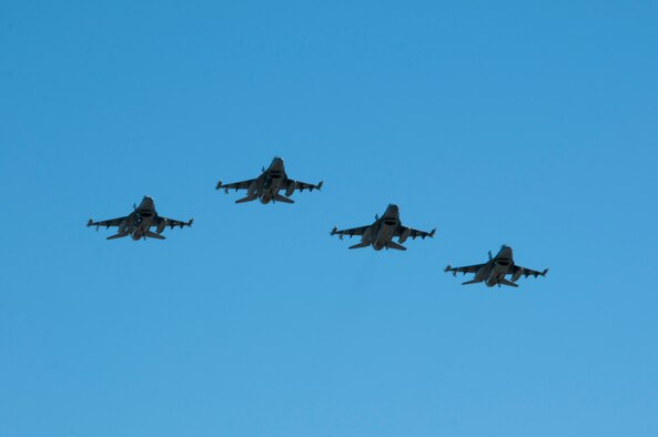 Family, friends and members of the Colorado Air National Guard gathered for a Celebration of Life honoring retired Col. Jack Elliott Wilhite, Mark Johnson's Hangar, Broomfield, Colo., February 8, 2015.  Wilhite spent a 32 year career as a pilot; accruing over 41,000 flying hours, 5,000 of which were completed in military fighter jets.  In honor of Wilhite's service to the military and the aviation community, multiple flyovers were performed in front of all who came to pay tribute to a man who represented the very best of Colorado aviation. (U.S. Air National Guard photo by Senior Airman Michelle Y. Alvarez-Rea)