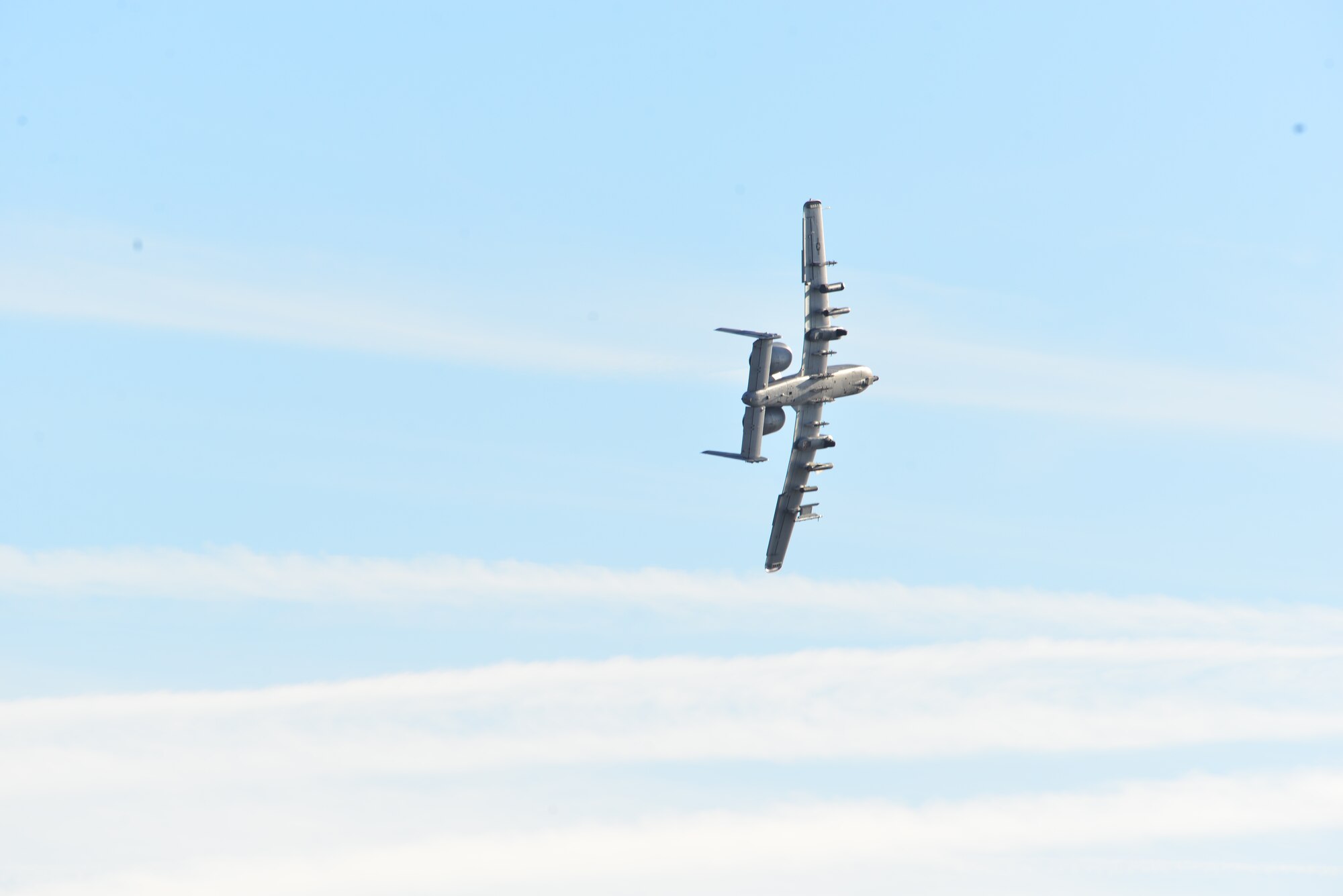 An A-10 Thunderbolt II banks away after attacking a simulated target during a live fire exercise on Fort Polk La., Jan. 16, 2015. The A-10 fires the GAU-8/A 30mm cannon, capable of firing 3,900 rounds per minute is used to provide ground units with close air support and is also used to defeat a wide variety of targets including tanks.  (U.S. Air Force photo/Airman 1st Class Mozer O. Da Cunha)