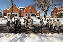 Members of Team Offutt participate in a Walk for Awareness around the historic parade grounds on Feb. 6, Offutt Air Force Base, Neb.  The event marked the official kickoff for a year of diversity awareness events that will both inform and educate Airmen on the importance of Diversity 360. (U.S. Air Force photo by Josh Plueger/Released)