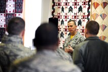 U.S. Air Force Brig. Gen. Gregory M. Guillot, 55th Wing commander, addresses a Walk for Awareness attendees inside SAC Chapel Feb. 6, Offutt Air Force Base, Neb.  The Walk for Awareness is just the first event for the newly formed Diversity Awareness Team. They plan to highlight Team Offutt’s diversity throughout the year. (U.S. Air Force photo by Josh Plueger/Released)