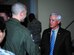 Retired Lt. Col. Barry Bridger, a Vietnam veteran, prisoner of war, and former member of Seymour Johnson Air Force Base, North Carolina, shakes hands with Airmen during the 4th Fighter Wing’s Leadership Lecture Series, Feb. 4, 2014, at Seymour Johnson AFB. During the Vietnam War, on Jan. 23, 1967, Bridger was shot down by a surface-to-air missile in his F-4 Phantom. The damage sent him and his wingman into a spiral from which they had to eject from their aircraft. He was quickly captured and transported to the Hanoi Hilton prison camp where he spent six years of his life. (U.S. Air Force photo/Airman 1st Class Brittain Crolley)