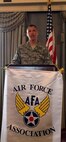 Air Combat Command Chief Master Sgt. Steve K. McDonald speaks to a local chapter of the Air Force Association 22 January, 2015 on Langley AFB, Va. The topics mentioned cover a wide variety of major issues affecting the current state of the Air Force. The topics include Force Management, the future of certain aircraft, retention and recruitment, and the military retirement system. (Courtesy photo/Released)