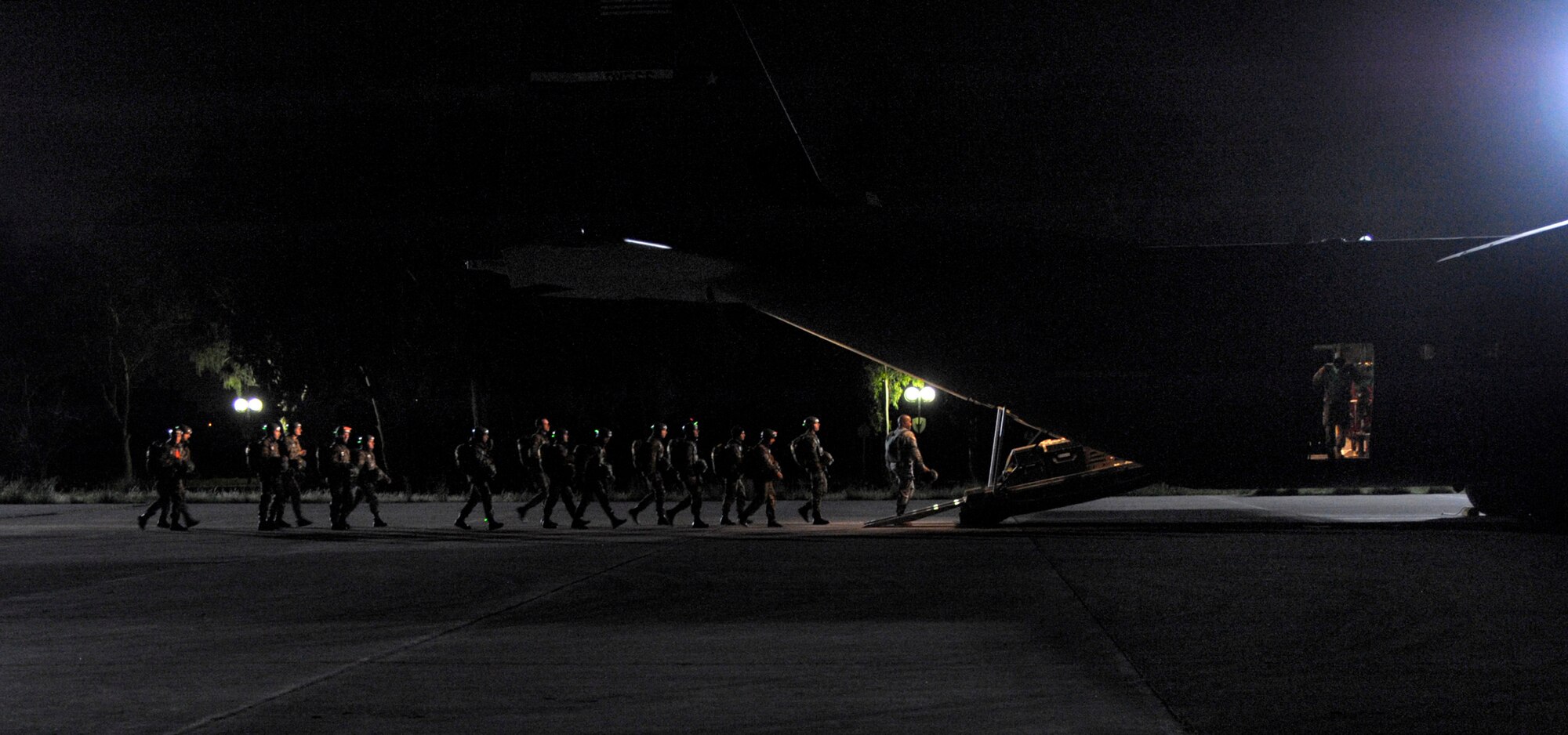Greek paratroopers board a C-130J Super Hercules assigned to the 37th Airlift Squadron during Stolen Cerberus II, a flying training deployment in Elefsis, Greece, Feb. 4, 2015. The FTD is designed to improve the interoperability of the U.S. and Greek Air Forces. It is being held from Feb. 2 to 14. (U.S. Air Force photo/Senior Airman Timothy Moore)