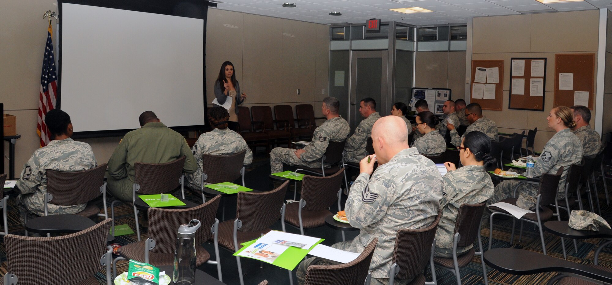 During February’s Lunch and Learn Series, representatives from Grow Financial, an on-base Federal Credit Union, shared with Airmen from the 927th Air Refueling Wing tips on budgeting their finances and good credit rebuilding practices. Regularly held here during the Saturday of the Unit Training Assembly, 927 ARW members have the opportunity to spend their lunch break nourishing both their body and mind. These workshops that include topics such as resume writing, small business startup and fiscal responsibility are aimed at making a difference in the lives of the reservists. Reservists interested in attending upcoming workshops can stay up-to-date with future topics by following the Wing’s facebook site, web page and checking the UTA schedule. (U.S. Air Force photo/Tech. Sgt. Peter Dean)