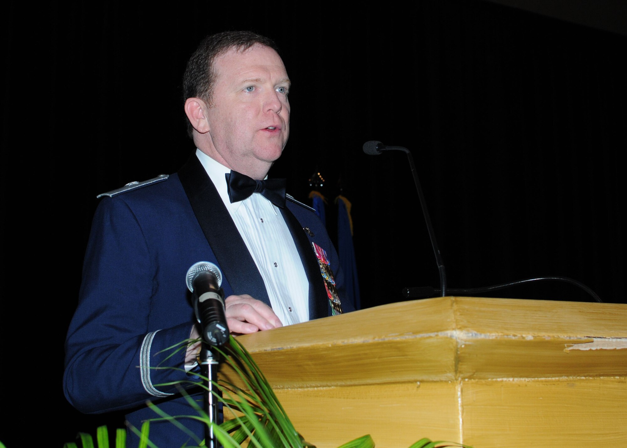 Brig. Gen. Richard Scobee, 10th Air Force Commander, honored the wing by providing the keynote speech for the 944th Annual Awards Ceremony Feb 7. In a voice often laced with emotions Scobee proudly told the story of his father who was the commander of the Space Shuttle challenger that was lost on Jan 28, 1986. He spoke about his dad’s journey from enlisting in the Air Force as 18-year-old, turning wrenches on the flight line, to commanding the space shuttle. (U.S. Air Force photo by Staff Sgt. Joshua Nason)
