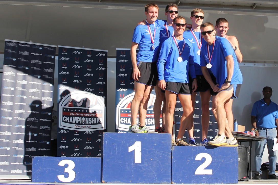 Air Force Women capture silver at the 2015 Armed Forces Cross Country Championship held conducted in conjunction with the USA Track and Field Winter National Cross Country Championship in Boulder, Colo. on Feb. 7.

Air Force Team Members:  2nd lt. James Walmsley, Malmstrom AFB, Mont.; Capt. Matthew Williams, JB San Antonio, Texas; 2nd lt. Isaiah Bragg, Wright Patterson AFB, Ohio; Capt. Jacob Bradosky, Malmstrom AFB, Mont.; Capt. Daniel Castle, McConnell AFB, Kan.; Lt. Col. Douglas Wickert, Nellis AFB, Nev.