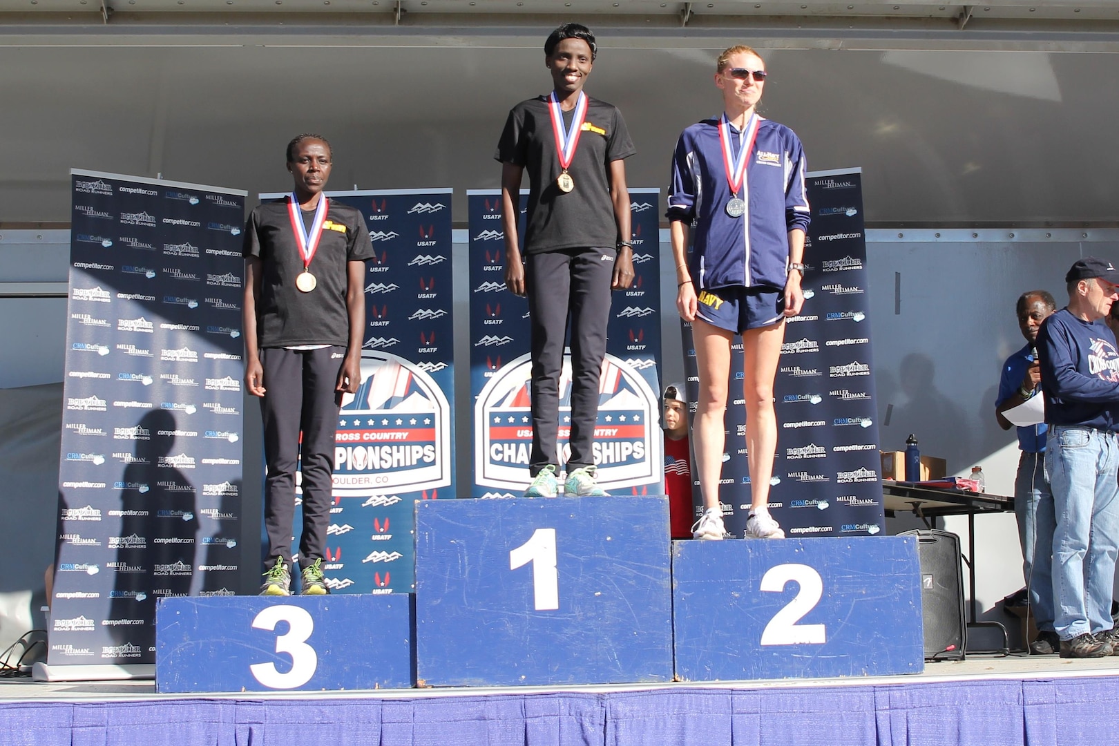 2015 Armed Forces Women medalists.  From left to right: Pfc. Susan Tanui (Army) Fort Riley, Kan.; Spc. Caroline Jepleting (Army) Landstuhl, Germany; Lt. Amanda Rice (Navy) ATSUGI, Japan

The 2015 Armed Forces Cross Country Championship was held conducted in conjunction with the USA Track and Field Winter National Cross Country Championship in Boulder, Colo. on Feb. 7.