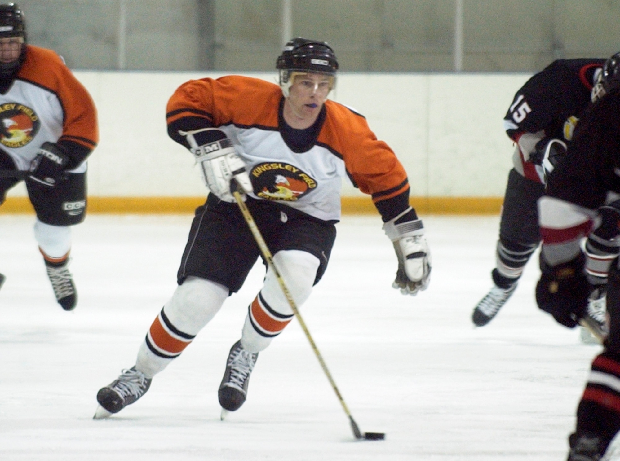 Never to far from his Minnesota roots, Richard Wedan spent time playing for the 173rd Fighter Wing hockey team, April 4, 2004.  (photo courtesy of Richard Wedan).