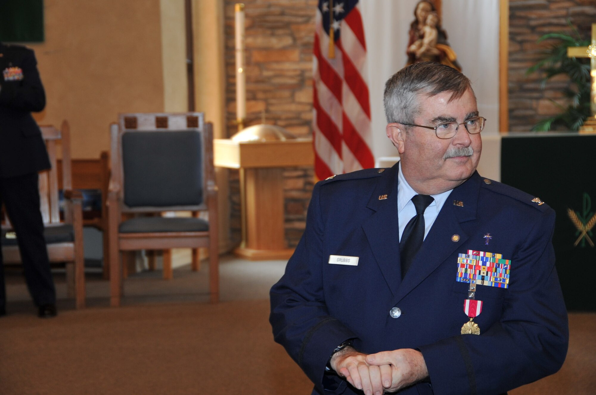 After spending more than half of his life in service to the U.S. Air Force, The base’s wing chaplain, Col. Michael Grubbs retired Jan. 30, 2015, at Sheppard Air Force Base, Texas. Grubbs is responsible for the spiritual welfare of all permanent party personnel and more than 75,000 Army, Marine, Navy, Air Force and international students annually. (U.S. Air Force photo/Airman 1st Class Robert L. McIlrath) 

