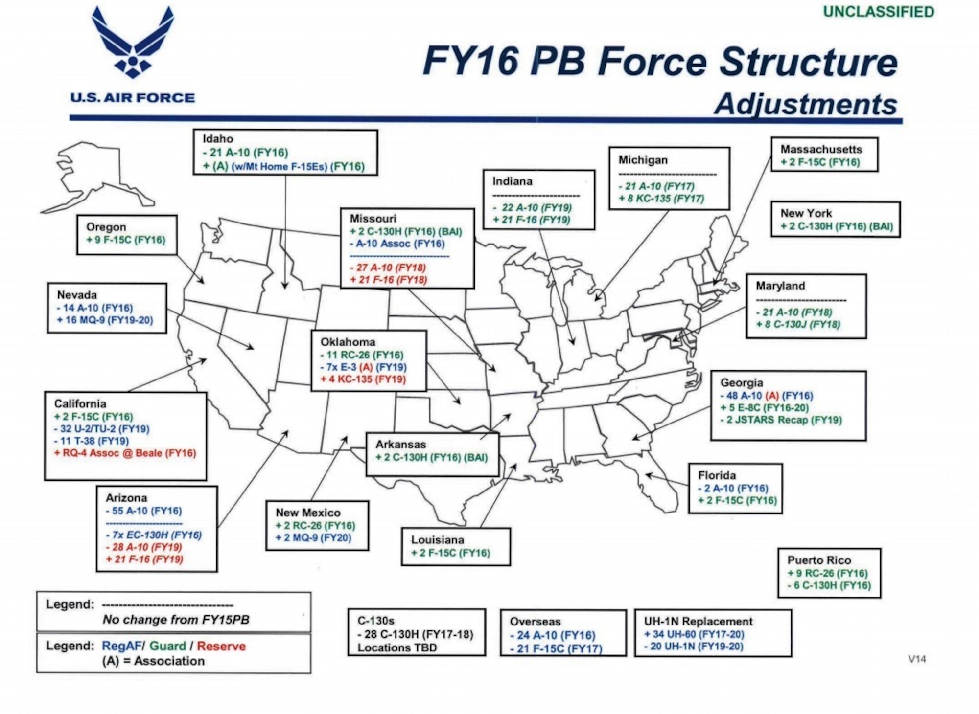 AF officials announce FY16 budget force structure changes. (U.S. Air Force graphic)