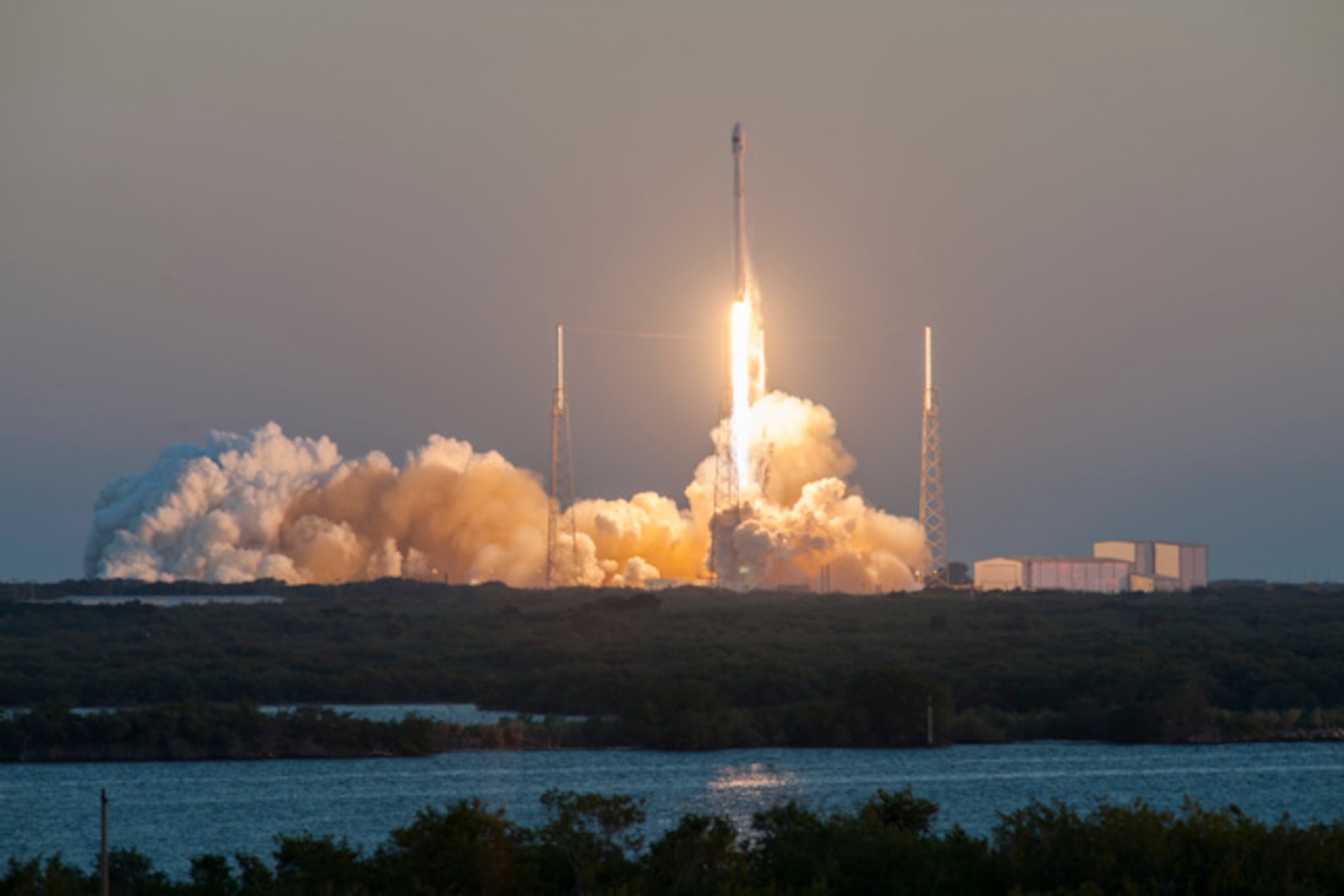The 45th Space Wing supported  Space Exploration Technologies’ (SpaceX) successful launch of their Falcon 9 launch vehicle  carrying  NASA’s  Deep Space Climate Observatory -- known as the DSCOVR mission -- at 6:03 p.m. from Launch Complex 40 here Feb. 11, 2015, at Cape Canaveral Air Force Station. (Photo/SpaceX)