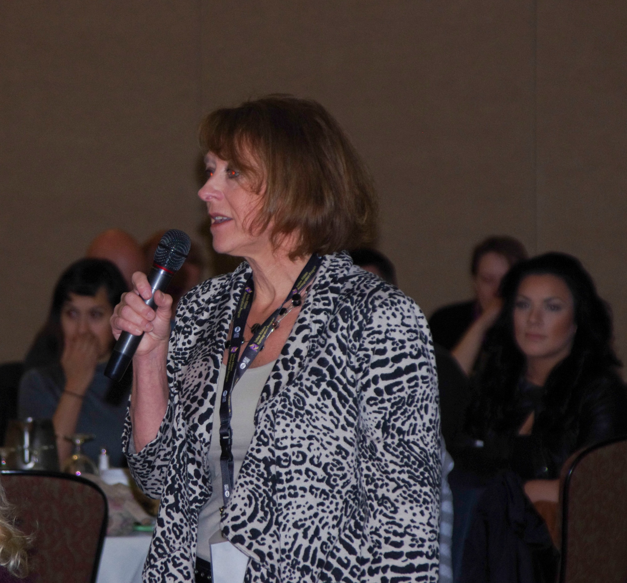 Colonel Donna Prigmore of the 142nd Fighter Wing, gives opening remarks to the recently returned service members, and soon to be deploying Guardsmen during a Yellow Ribbon Reintegration Program event in Bend Ore., Jan. 24, 2015. The Yellow Ribbon Reintegration Program provides deployment support and reintegration services to all service members, and their families, enabling them to sustain the rigors associated with deployment or mobilization. (U.S. Air National Guard photos by Tech. Sgt. Aaron Perkins, 142nd Fighter Wing Public Affairs/Released)