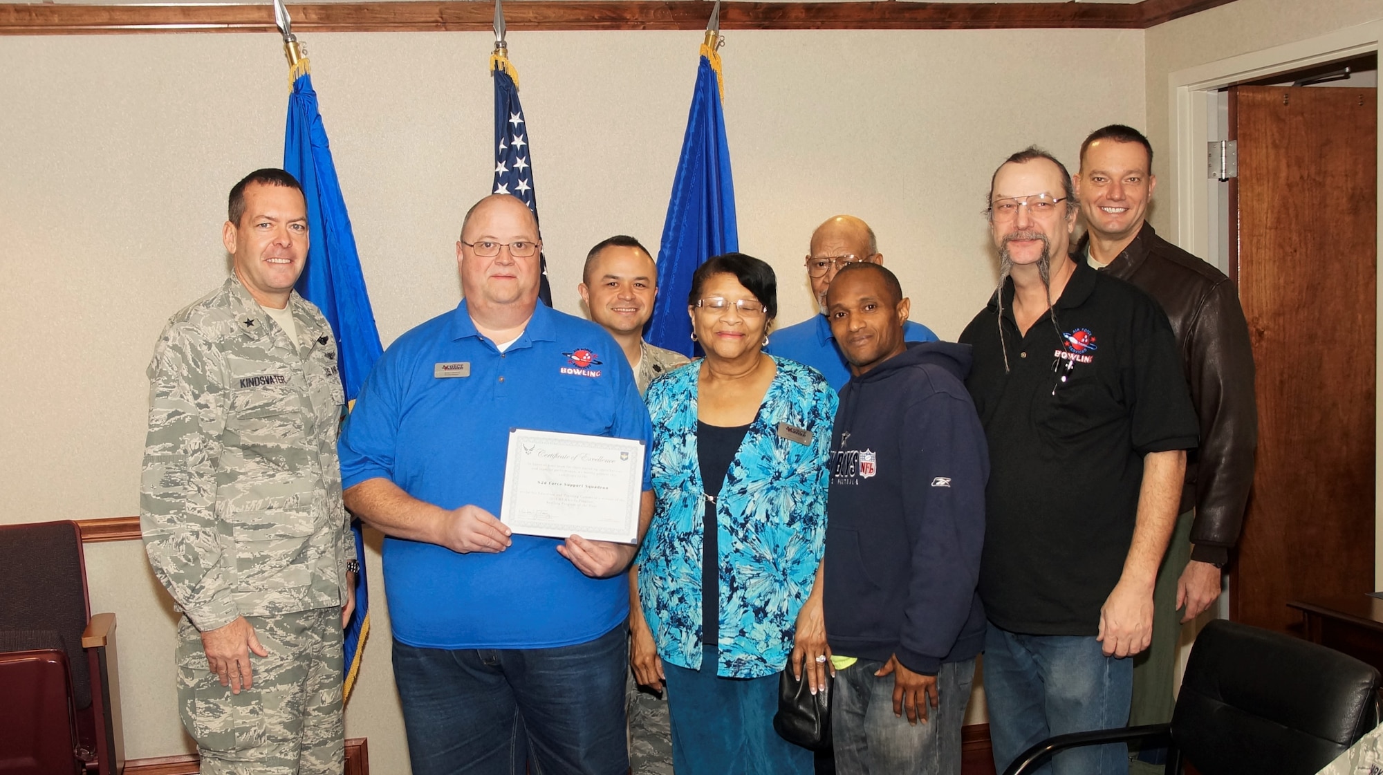 The 82nd Training Wing Force Support Squadron was awarded the Air Education and Training Command 2014 A1 Awards Program, Best Bowling Program of the Year at Sheppard Air Force Base, Texas. The 82 FSS is eligible to compete at the Air Force level which will be released March 2015.