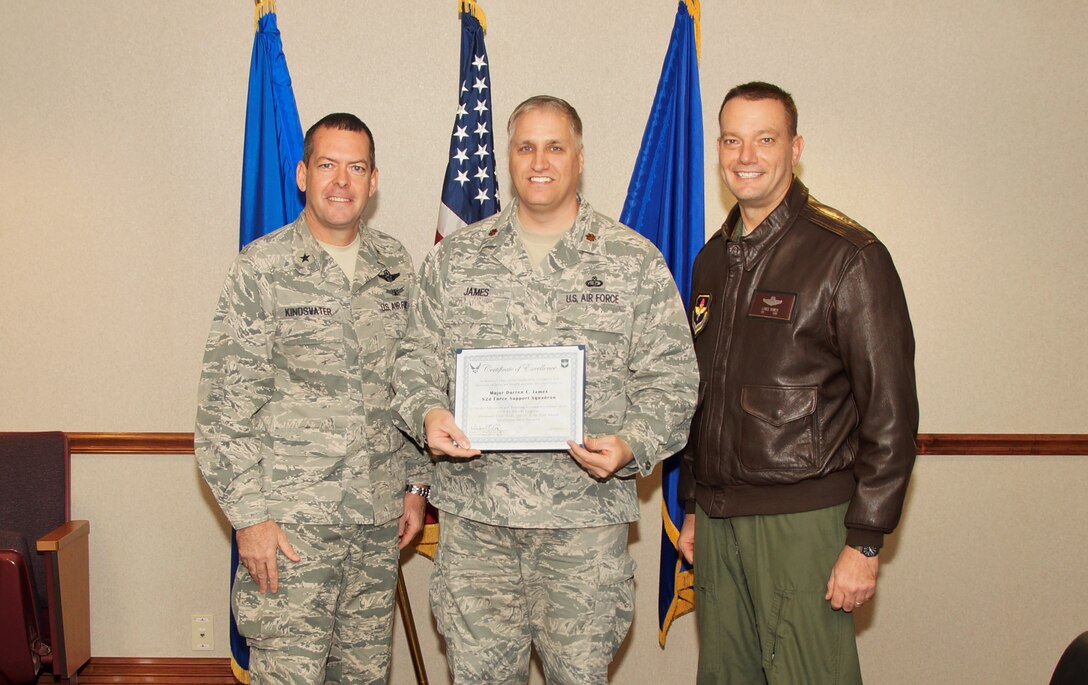 Maj. Darren James, 82nd Training Wing Force Support Squadron was awarded the Air Education and Training Command 2014 A1 Awards Program, Best  Personnel Field Grade Officer of the Year, installation level category at Sheppard Air Force Base, Texas.  James is eligible to compete at the Air Force level which will be released March 2015.