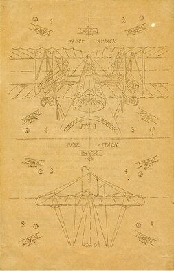 This newsletter, written for aircraft gunners and observers, describes the proper tactics of defensive shooting against enemy pursuit aircraft. These lessons were part of the core training received by American observers in France during World War I. This newsletter returned home with Lt. Harry F. Slarb, an observer with 9th Aero Squadron. (U.S. Air Force photo)