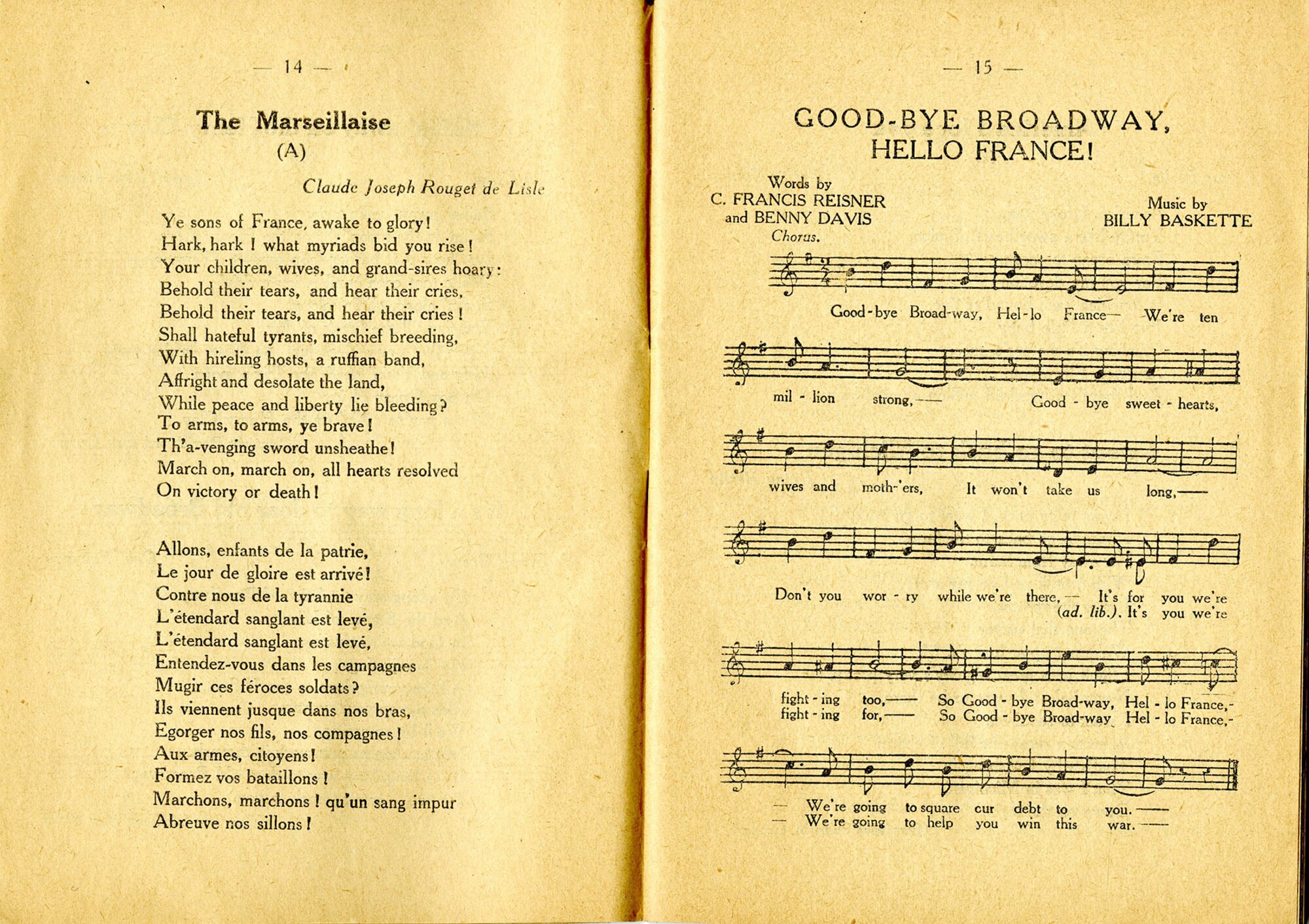 This song booklet, compiled and distributed by the YMCA, was a staple among the soldiers of the American Expeditionary Forces during World War I. (U.S. Air Force photo)