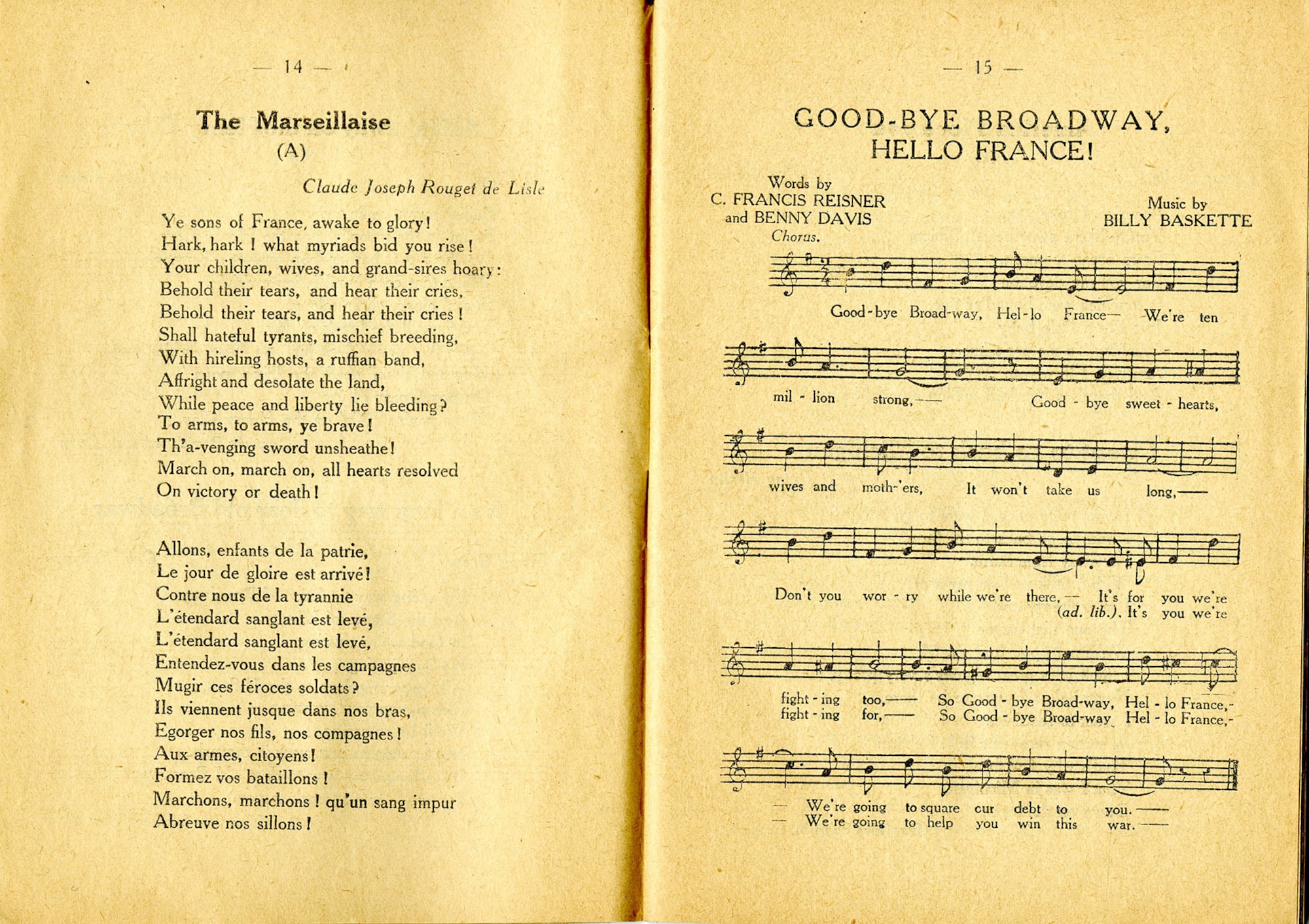 This song booklet, compiled and distributed by the YMCA, was a staple among the soldiers of the American Expeditionary Forces during World War I. (U.S. Air Force photo)