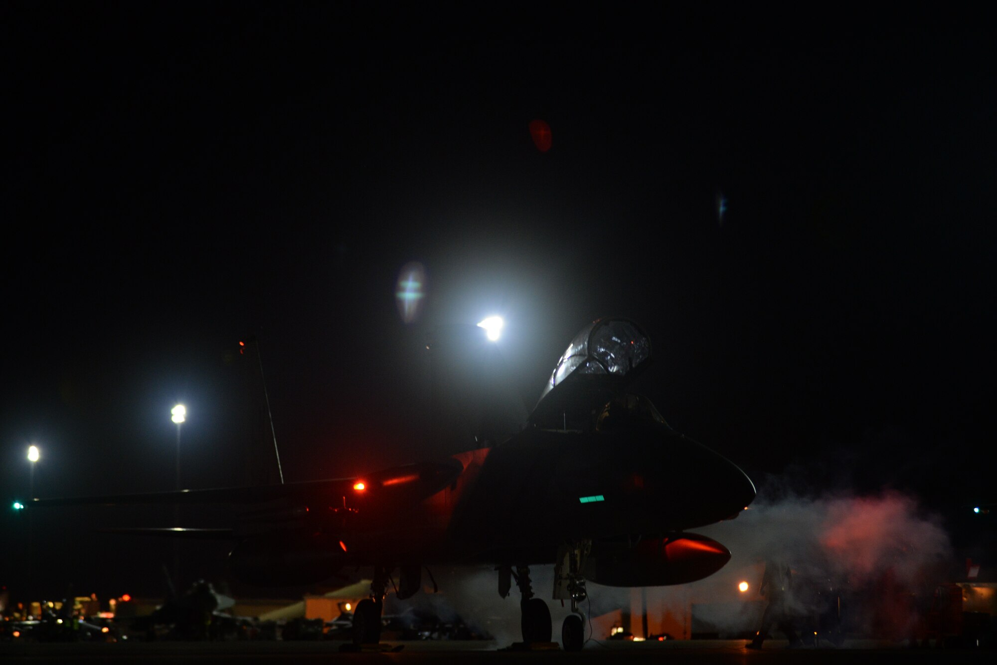 An F-15C Eagle assigned to the 493rd Fighter Squadron, Royal Air Force Lakenheath, England, sits on the flightline during Red Flag 15-1 at Nellis Air Force Base, Nev., Feb. 9, 2015. Flying units from around the world come to Nellis AFB to participate in Red Flag exercises, which are held three to four times per year. (U.S. Air Force photo by Tech. Sgt. Eric Burks/Released)