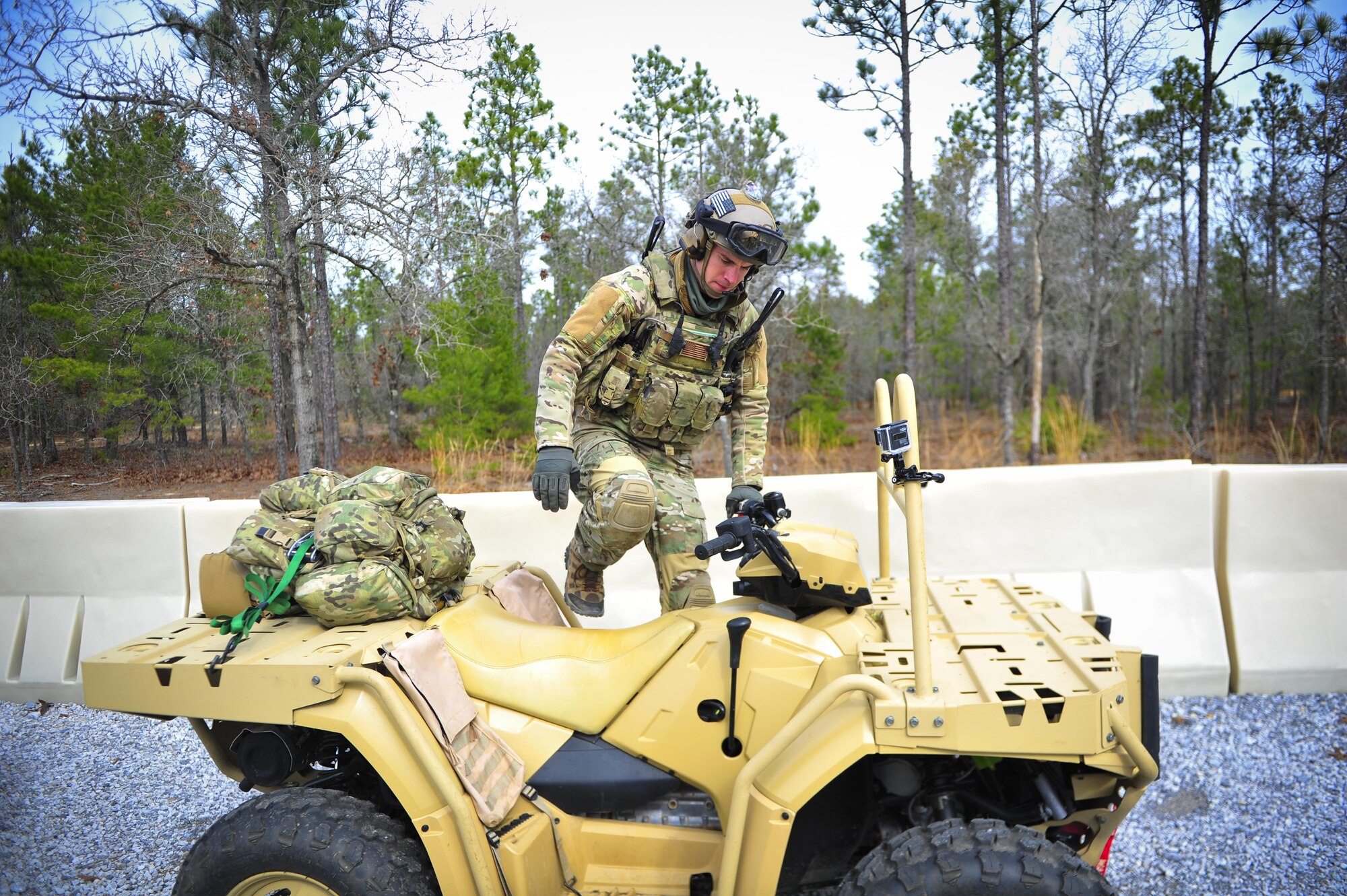 Airmen from the Special Tactics Training Squadron, 24th Special Operations Wing, Hurlburt Field, Fla., learn how to operate all-terrain vehicles during advanced tactical vehicle training at Eglin Range, Fla., Feb 1-4, 2015. The STTS trains special operations forces, including combat controllers and special tactics pararescueman, for rapid global employment to enable airpower success in austere and hostile environments. (U.S. Air Force photo by Senior Airman Christopher Callaway/Released)