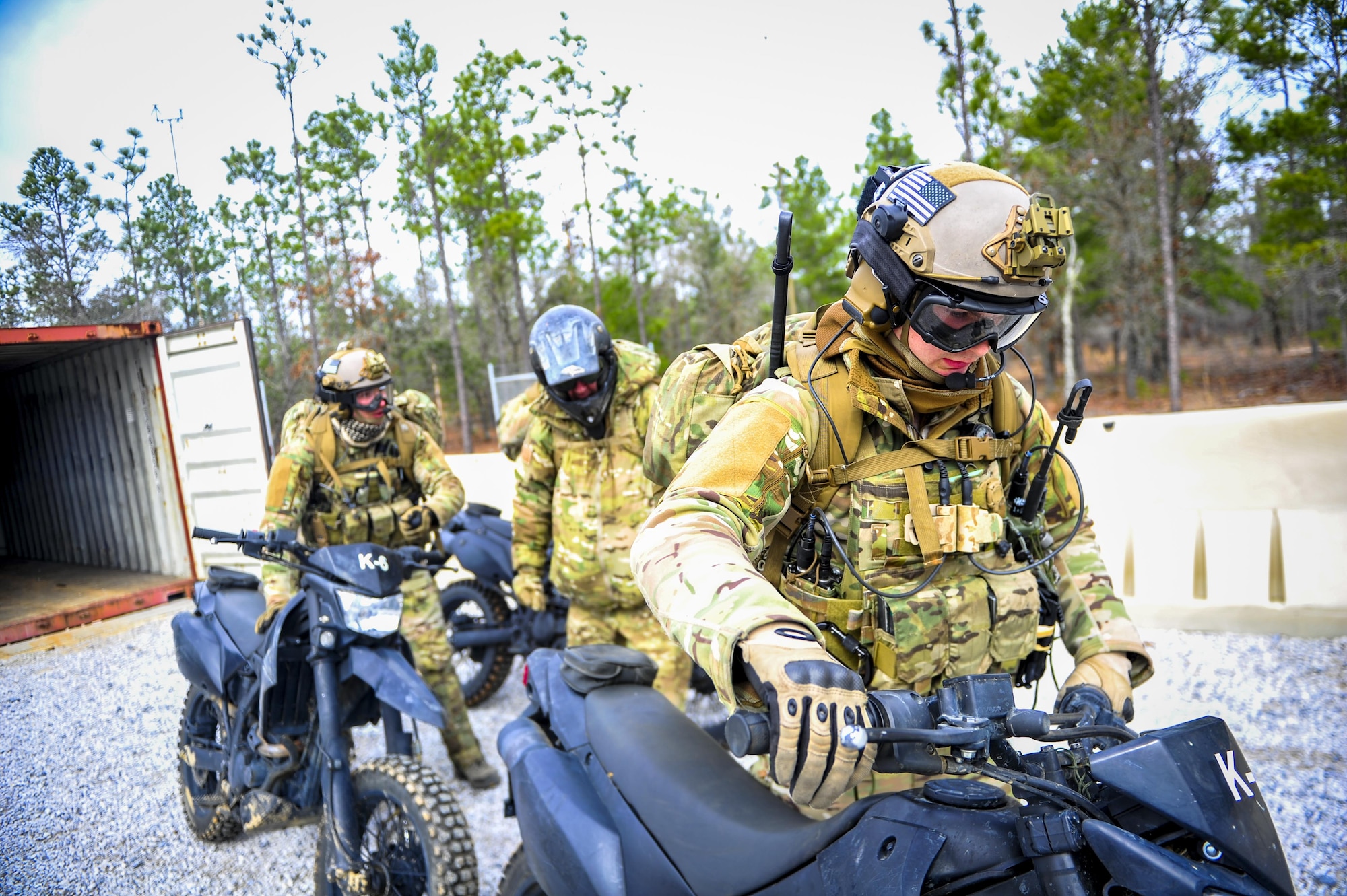 Airmen from the Special Tactics Training Squadron, 24th Special Operations Wing, Hurlburt Field, Fla., learn how to operate all-terrain vehicles during advanced tactical vehicle training at Eglin Range, Fla., Feb 1-4, 2015. The STTS trains special operations forces, including combat controllers and special tactics pararescueman, for rapid global employment to enable airpower success in austere and hostile environments. (U.S. Air Force photo by Senior Airman Christopher Callaway/Released)
