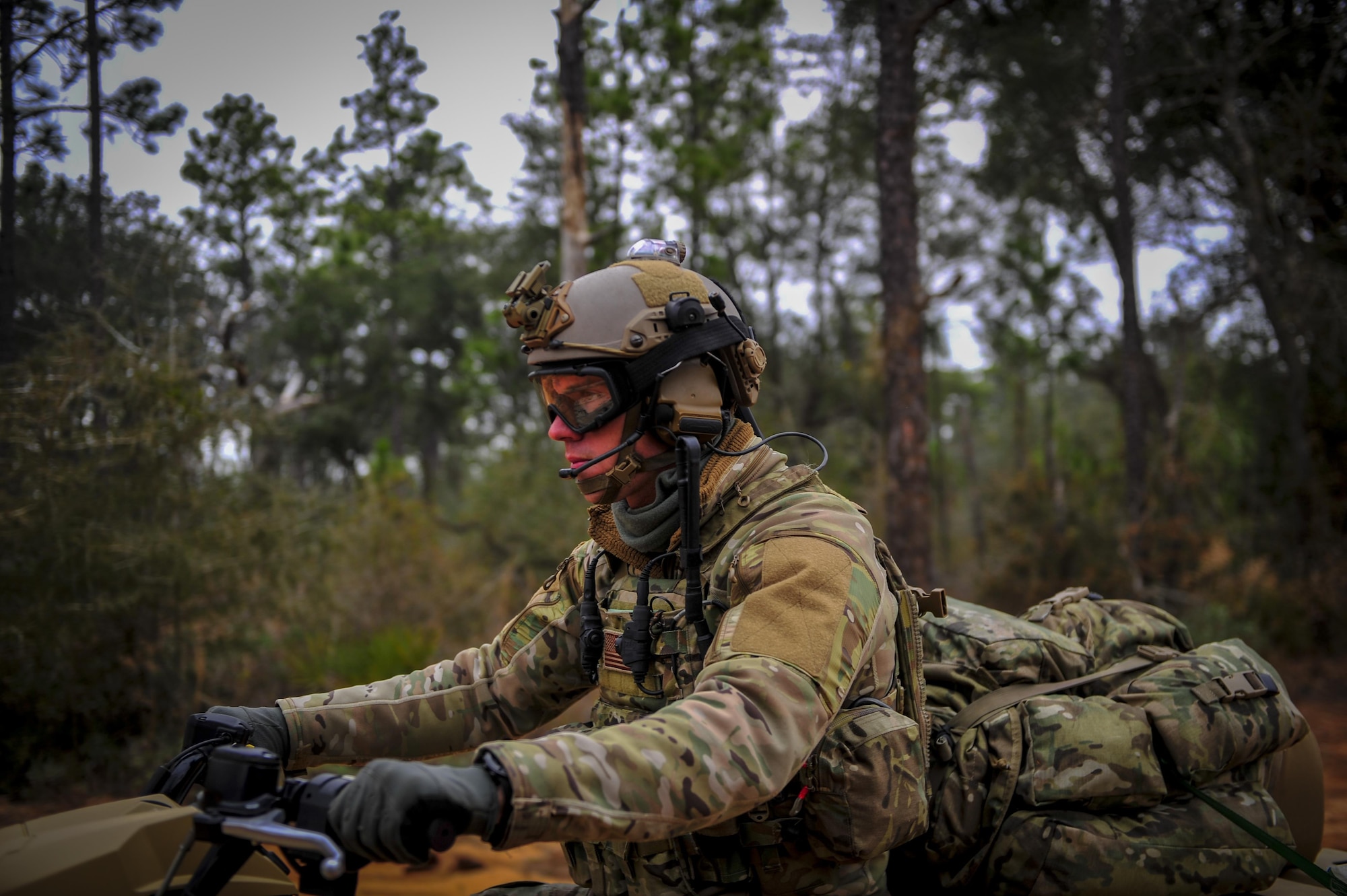 Airmen from the Special Tactics Training Squadron, 24th Special Operations Wing, Hurlburt Field, Fla., learn how to operate all-terrain vehicles during advanced tactical vehicle training at Eglin Range, Fla., Feb 1-4, 2015. The STTS trains special operations forces, including combat controllers and special tactics pararescueman, for rapid global employment to enable airpower success in austere and hostile environments. (U.S. Air Force photo by Senior Airman Christopher Callaway/Released)