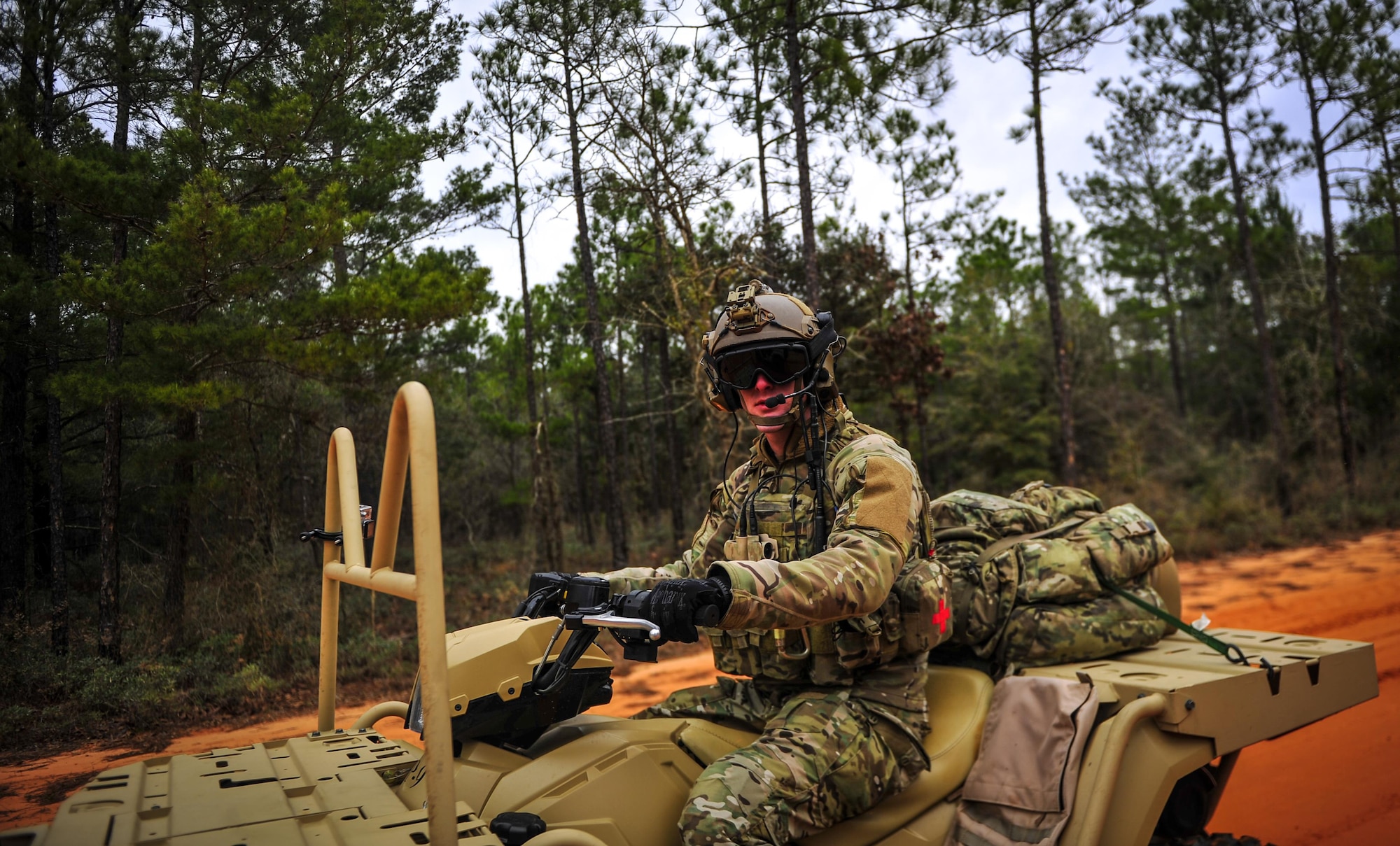 Airmen from the Special Tactics Training Squadron, 24th Special Operations Wing, Hurlburt Field, Fla., learn how to operate all-terrain vehicles during advanced tactical vehicle training at Eglin Range, Fla., Feb 1-4, 2015. The STTS trains special operations forces, including combat controllers and special tactics pararescueman, for rapid global employment to enable airpower success in austere and hostile environments. (U.S. Air Force photo by Senior Airman Christopher Callaway/Released)