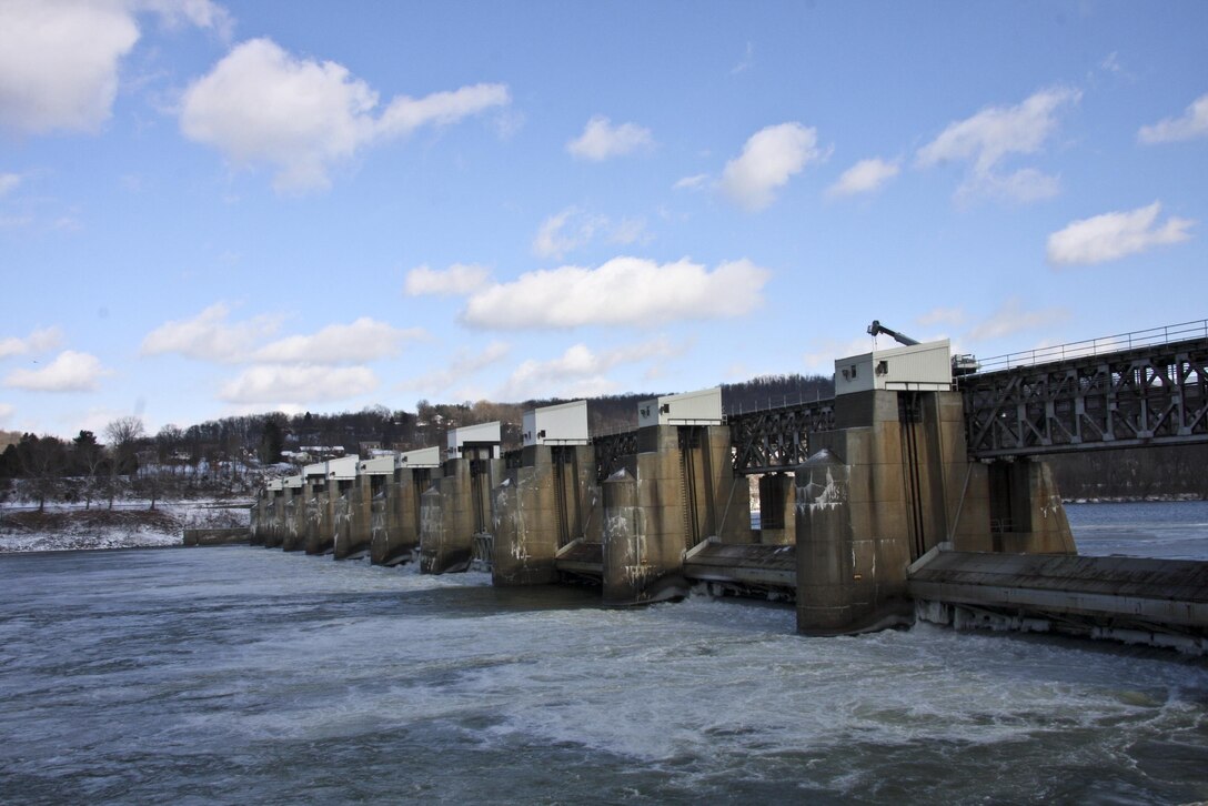 A Pittsburgh television news team visited Montgomery Locks and Dam on the Ohio River Feb. 3 as part of a segment on the potential consequences associated with a loss of pool at a local navigation facility