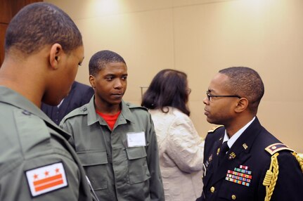 Army Gen. Frank Grass, chief, National Guard Bureau, joins other National Guard leaders, including former chiefs, and civilian appointed and elected leaders for an evening with cadets from the Capital Guardian Youth ChalleNGe Academy, Washington, D.C., Feb. 10, 2015. More than 130,000 young people have received a second chance thanks to the National Guard's Youth ChalleNGe Program, which has 35 academies in 27 states, D.C. and Puerto Rico.