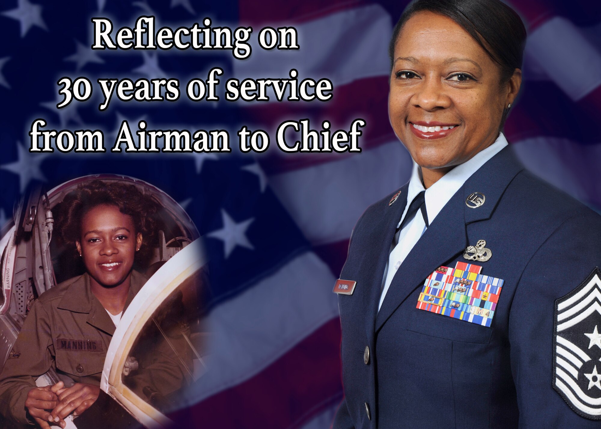 From Airman to Chief: Reflecting on 30 years of service. (U.S. Air Force graphic by Michael Dukes)