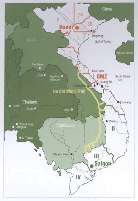 Planners divided North Vietnam into sectors, or route packages, where the USAF and US Navy flew during the Vietnam war.  Ultimately there were 7 route packs. 