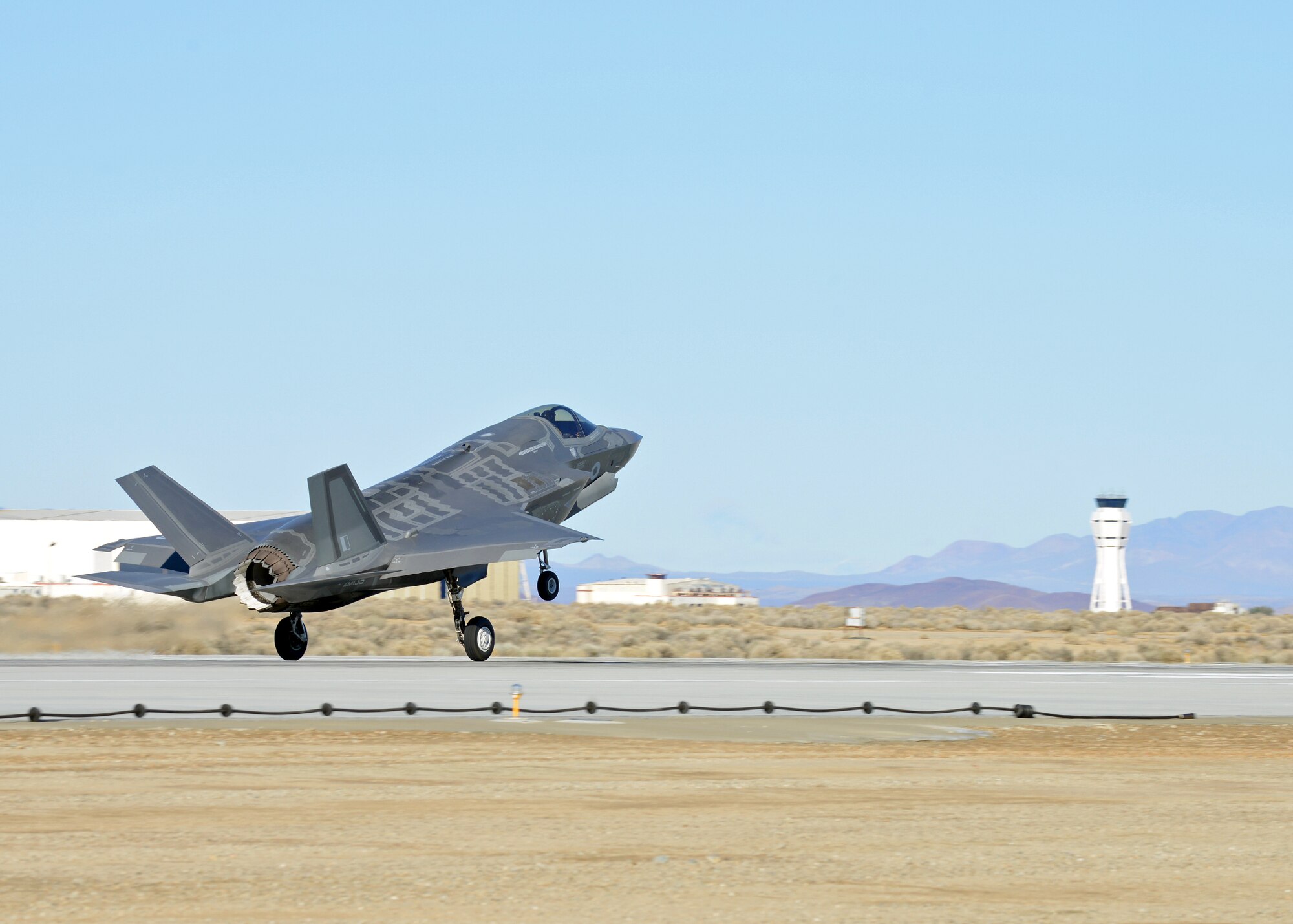 The Royal Air Force 17 (Reserve) Squadron recently celebrated their centenary Feb. 9, 2015. The centenary comes on the cusp of the joint squadron, comprised of Royal Navy and RAF personnel, receiving the United Kingdom’s first F-35B Lightning II, known as BK-1, on Jan. 13 for operational testing and evaluation here at Edwards. (U.S. Air Force photo by Jet Fabara)