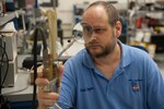 Bob Seger, 12th Maintenance Directorate Precision Measurement Equipment Laboratory equipment calibration technician, calibrates a tire inflator kit Feb. 6, 2015 at Joint Base San Antonio-Randolph. (U.S. Air Force photo by Airman 1st Class Stormy Archer/Released)
