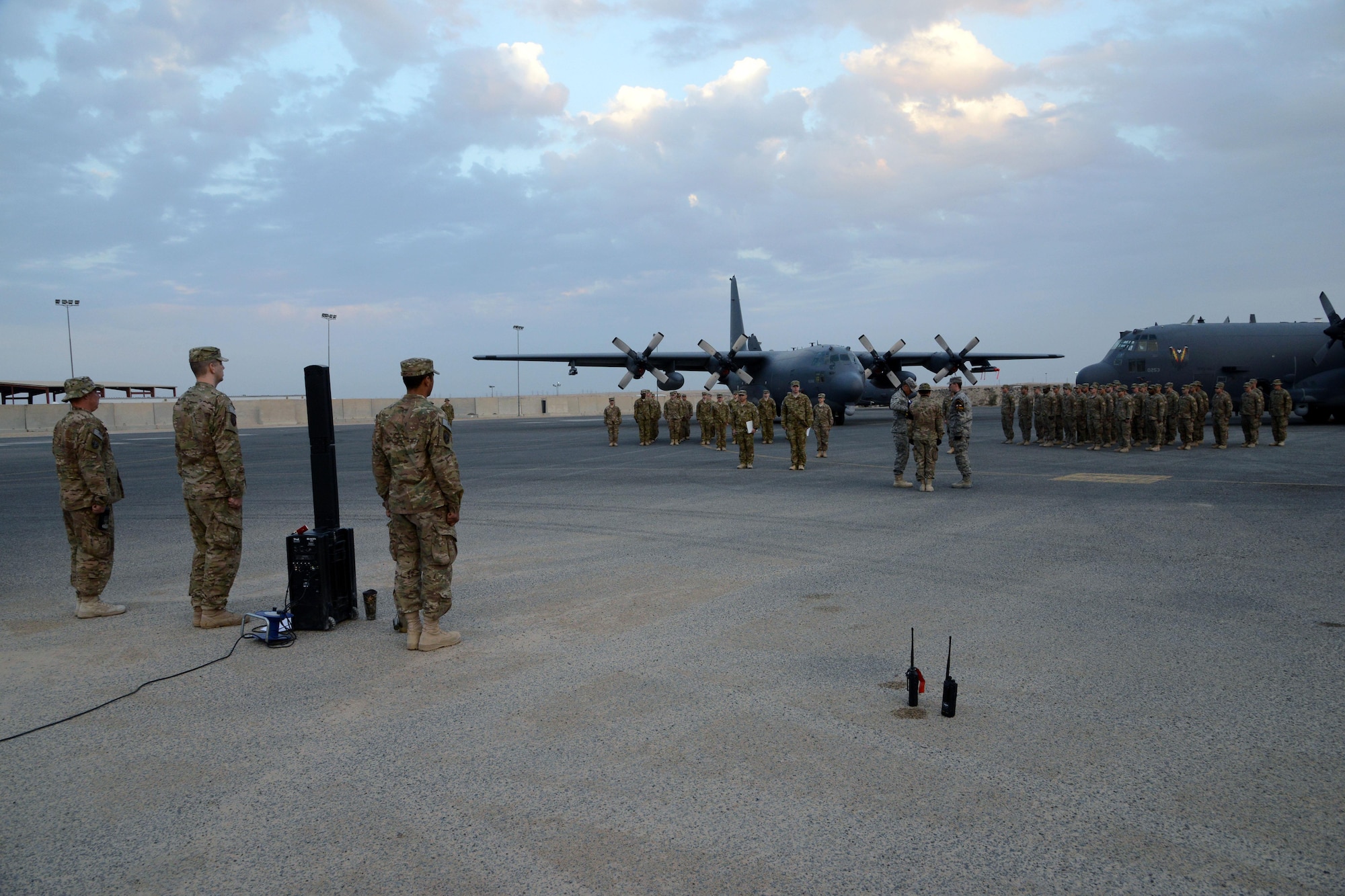 SOUTHWEST ASIA - Airmen from the Joint Special Operations Air Detachment here honor the memory of the crew of Spirit 03 Jan. 31, 2015. All 14 crew members were killed when Spirit 03 was shot down on Jan. 31, 1991.