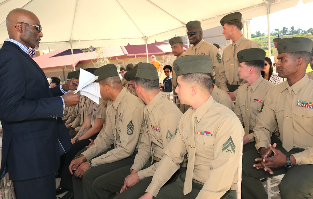 Brig. Gen. Edward D. Banta and Minh Le, Director of the SunShot Initiative, host a graduation ceremony at the 14 Area barracks for twenty transitioning service members from the U.S. Department of Energy SunShot Initiative Pilot Solar Energy Training Program, Feb. 13

This pilot program is enabled by the Department of Defense's Skillbridge initiative, which allows exiting military personnel to pursue civilian job training, employment skills training, apprenticeships and internships up to six months prior to their End of Active Service date.

Brig. Gen. Edward D. Banta is the Commanding General of Marine Corps Installations-West, Marine Corps Base Camp Pendleton.