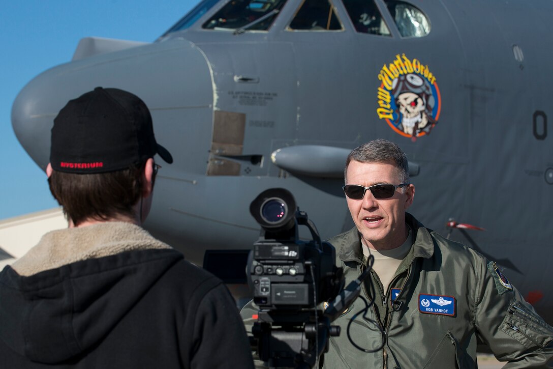 U.S. Air Force Lt. Col. Robert Van Hoy is the subject of an Air Force Reserve Command recruiting project, Feb. 7, 2015, Barksdale Air Force Base, La. The team from RCP Photography visited the 307th Bomb Wing during the February Unit Training Assembly to take video and photos of Airmen in their work environments which will be used for recruiting purposes. (U.S. Air Force photo by Master Sgt. Greg Steele/Released)